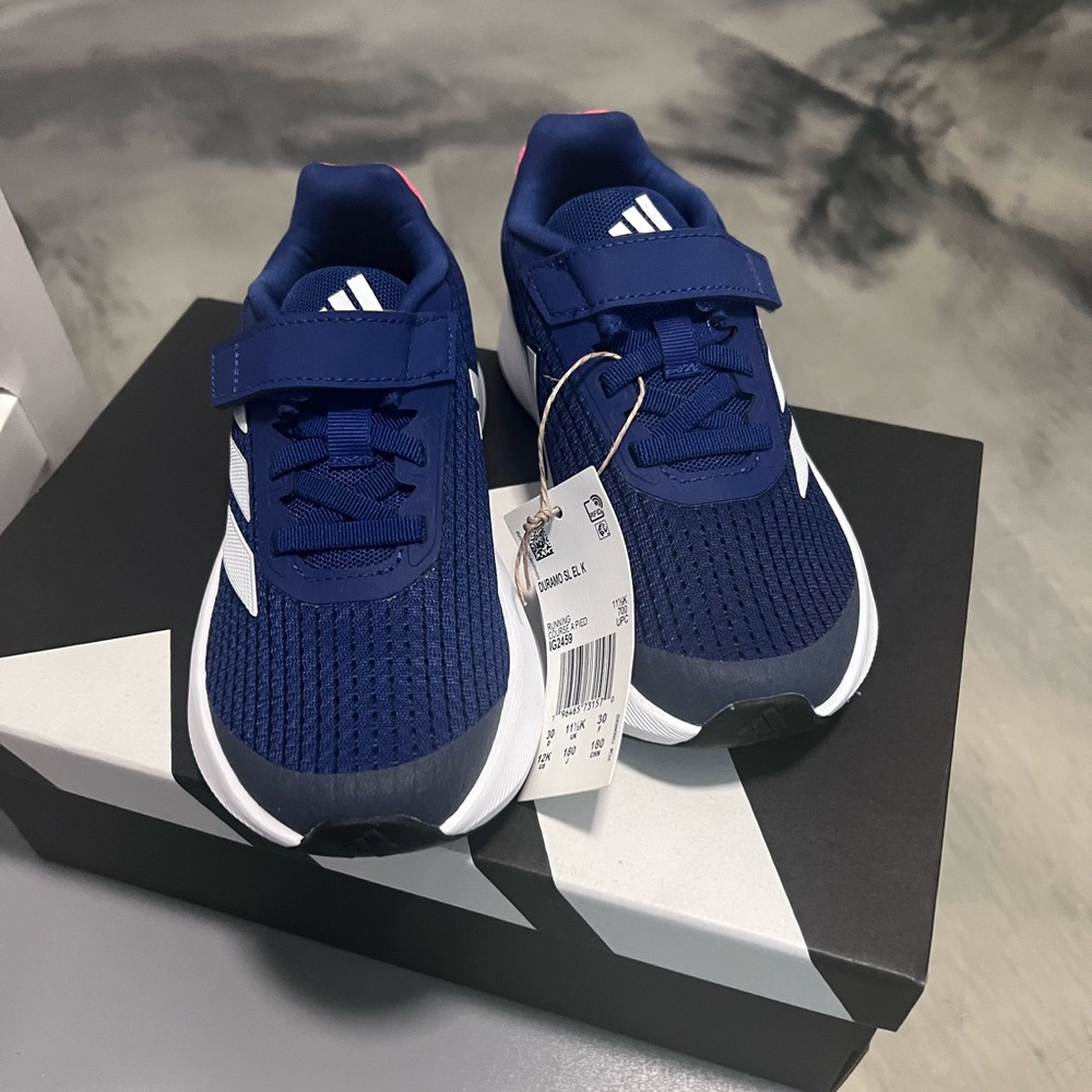 Adidas Kids' Royal Blue Sneakers with White Stripes
